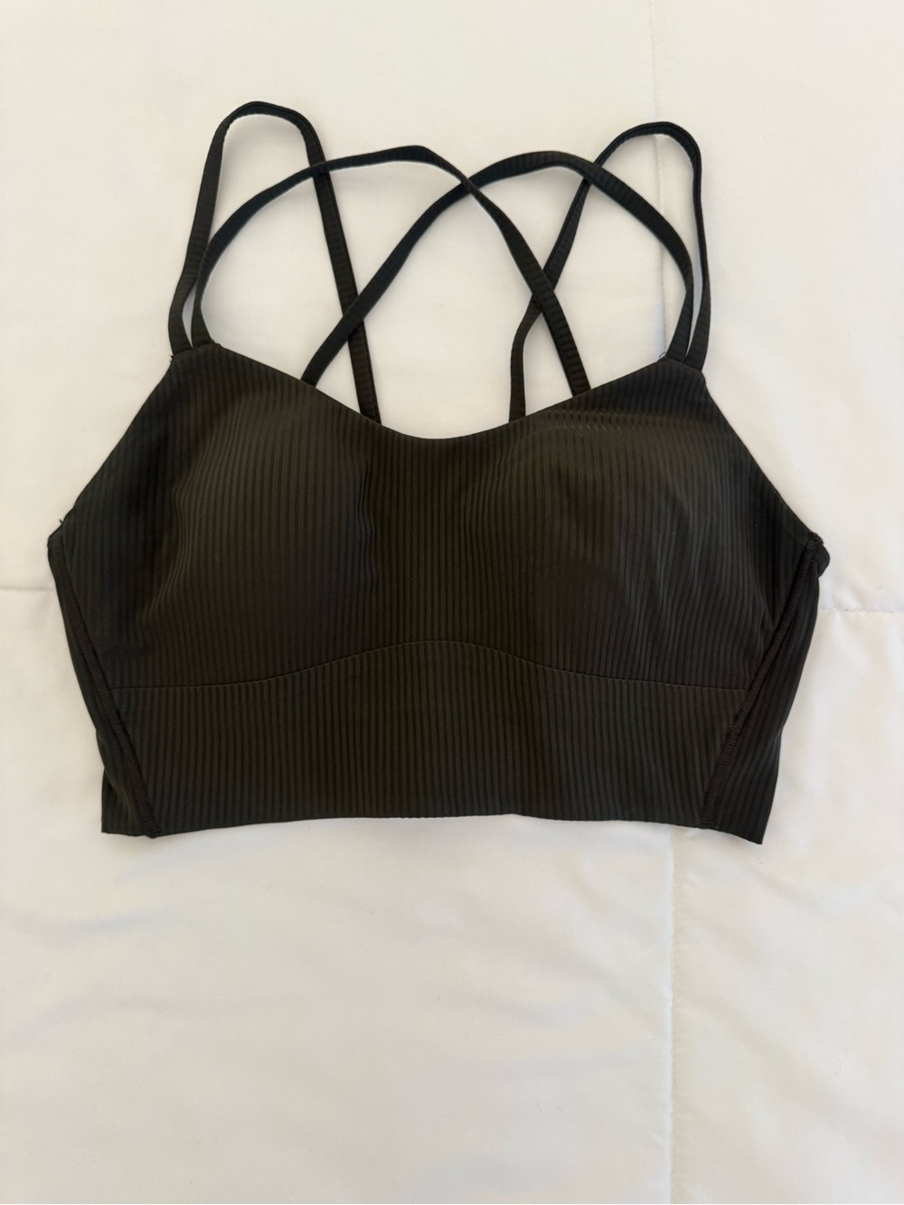 lululemon athletica Dark Green Ribbed Strappy Sports Bra